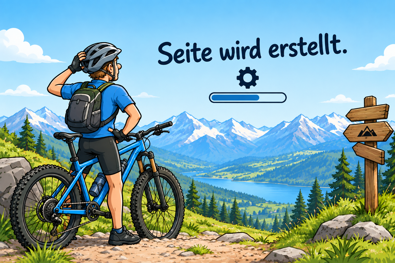 Fahrradfahrer vor Bergen – Seite wird erstellt.